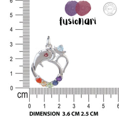 Fusionari 925 Sterling Silver Ganesh Ji Chakra Pendant for Women | Healing 7 Chakra Gemstone Pendant | Without Chain