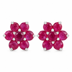 925 Sterling Silver Ruby Stud Earrings for Women | Gemstone Stud Eartop | Handmade Silver Jewelry | Elegant Daily Wear Gift