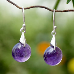 925 Sterling Silver Amethyst Earrings for Women | Handcrafted Blue Gemstone Jewelry | Bohemian Artistic Design