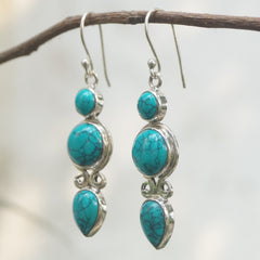 Amrapali Turquoise Silver Drop Earrings