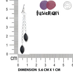 Fusionari 925 Sterling Silver Black Onyx Earrings for Women | Bold Statement Gemstone Earrings | Party Wear Jewelry