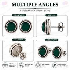 925 Sterling Silver Green Onyx Earrings for Women | HandCrafted jewellery |