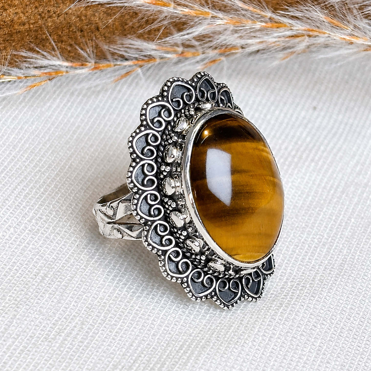 Vasudha - Tiger Eye Silver Ring