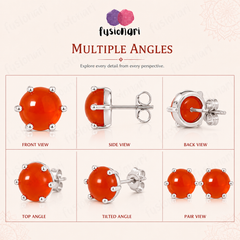 925 Silver Carnelian Stud Earrings  for women