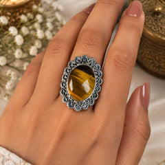 Vasudha - Tiger Eye Silver Ring