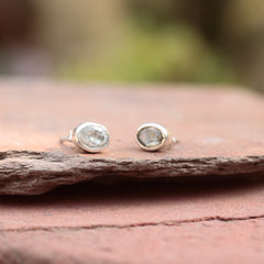 925 Sterling Silver Blue Topaz Eartops for Women | Authentic Silver Jewelry | Handcrafted Elegant Gift