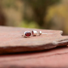 925 Sterling Silver Garnet Eartops for Women | Authentic Silver Jewelry | Handcrafted Elegant Gift