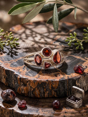 925 Sterling Silver Multi Garnet Gemstone Statement Ring