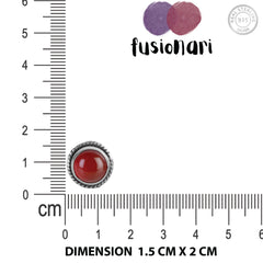 Fusionari 925 Sterling Silver Carnelian Stud Earrings for Women | Minimal Gemstone Eartops for Daily Wear