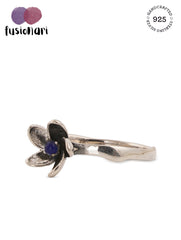 925 Sterling Silver Blue Lapis Lazuli Gemstone Flower Design Ring