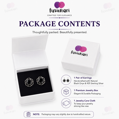 925 Sterling Silver Black Onyx Stud Earrings for Women | Handmade Eartop |
