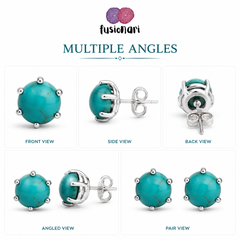 925 Silver Turquoise Gemstone Sterling Silver Eartops  Elegant Design