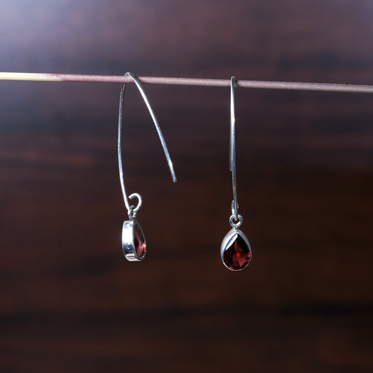 925 Sterling Silver Garnet Earrings for Women | Gemstone Earrings | Handmade Silver Jewelry | Elegant Daily Wear Gift