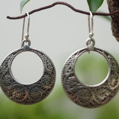 Vritti Silver Hoop Earrings (Large)