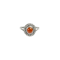 925 Silver Ring Carnelian Round Shape Cabochon Cut Bezel Setting