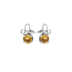 925 Sterling Silver Citrine Stud Earrings Chandi Yellow Gemstone Leaf Design