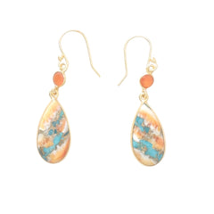 925 Sterling Silver Gold Plated Multi Turquoise Gemstone Dangle Drop Earrings for Women