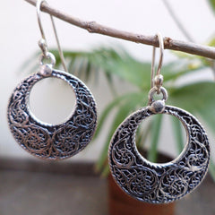 Vritti Silver Hoop Earrings (Large)