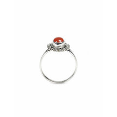925 Silver Ring Carnelian Round Shape Cabochon Cut Bezel Setting