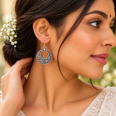 Vritti Silver Hoop Earrings (Large)