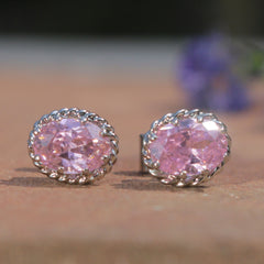 Darpan – Pink AD Silver Stud Earrings