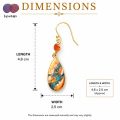 925 Sterling Silver Gold Plated Multi Turquoise Gemstone Dangle Drop Earrings for Women