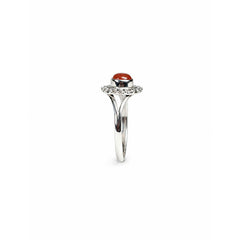 925 Silver Ring Carnelian Round Shape Cabochon Cut Bezel Setting