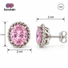 Darpan – Pink AD Silver Stud Earrings