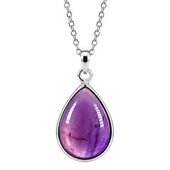 925 Sterling Silver Amethyst Gemstone Teardrop Pendant