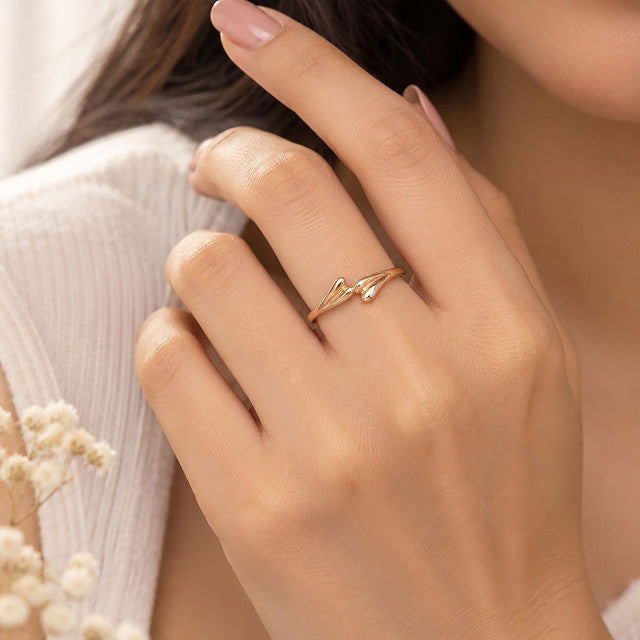 925 Sterling Silver Rose Gold Plated Ring, Handmade Lightweight Curved Notch Design, High Polish Finish, 2.5 Micron Vermeil Plating
