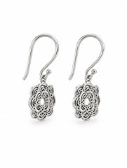 925 Sterling Silver Flower Design Hanging Earrings