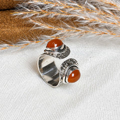 Sangam - Carnelian Silver Ring