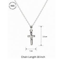 925 Sterling Silver Minimal Cross Pendant Classic Plus Symbol Design