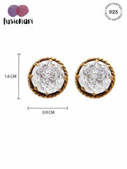 925 Sterling Silver Sparkling AD Zircon Stone Stud Earrings for Women and Girls