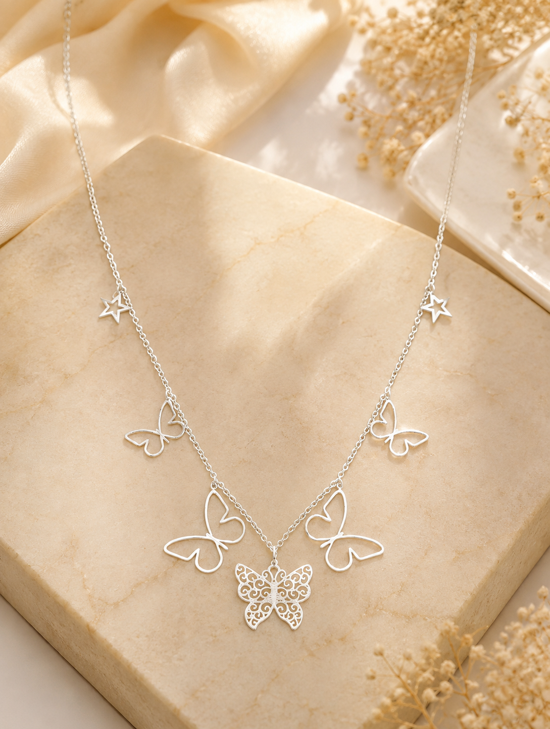 925 Sterling Silver Butterfly Charm Necklace, Whimsical butterfly Necklace - Perfect Gift For Natural Lovers