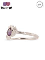 925 Sterling Silver Iolite Gemstone Lotus Flower Ring