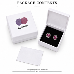 FUSIONARI 925 Sterling Silver Blue Topaz Gemstone Leaf Stone Stud Earrings