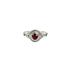 925 Silver Ring Garnet Oval Shape Faceted Cut Bezel Setting