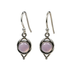 FUSIONARI 925 Sterling Silver Pink Chalcedony Gemstone Drop Earrings Jewellery