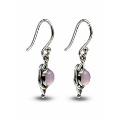 FUSIONARI 925 Sterling Silver Pink Chalcedony Gemstone Drop Earrings Jewellery