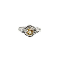 925 Silver Ring Citrine Oval Shape Faceted Cut Bezel Setting