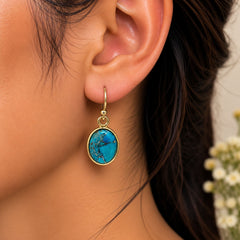 FUSIONARI 925 Sterling Silver Turquoise Gemstone Drop Earrings Jewellery