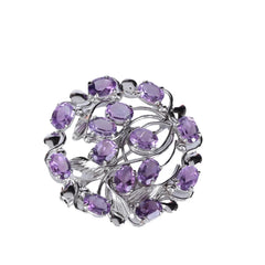 925 Silver Amethyst with blue sapphire Brooch Handcrafted  Stunning Purple Gemstone, Perfect for Adding Elegance to Any Outfit