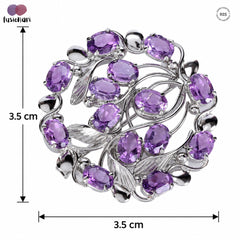 925 Silver Amethyst with blue sapphire Brooch Handcrafted  Stunning Purple Gemstone, Perfect for Adding Elegance to Any Outfit