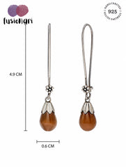 925 Sterling Silver Brown Shell Pearl Drop Earrings