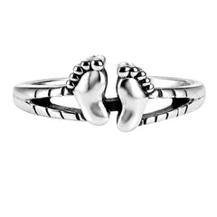 925 Sterling Silver Footprint Design Ring for Women