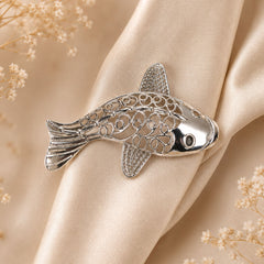 925 Sterling Silver Fish Design Brooch, Detailed Animal Lapel Pin Jewelry for Women