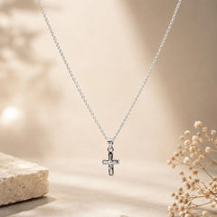 925 Sterling Silver Minimal Cross Pendant Classic Plus Symbol Design