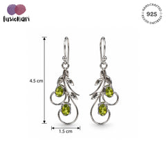 Ira - Peridot Silver Leaf Drop Earrings