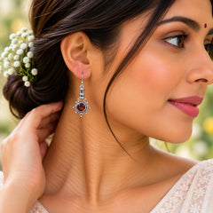 Garnet Silver Earrings